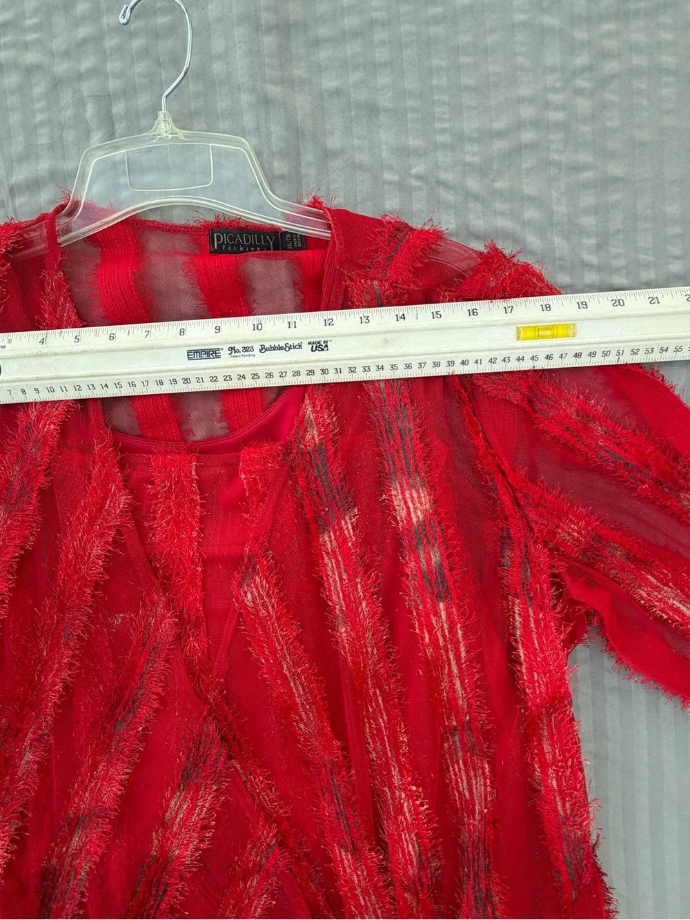 Picca Dilly Red Layered Open-Front Women's Sweater Cardigan